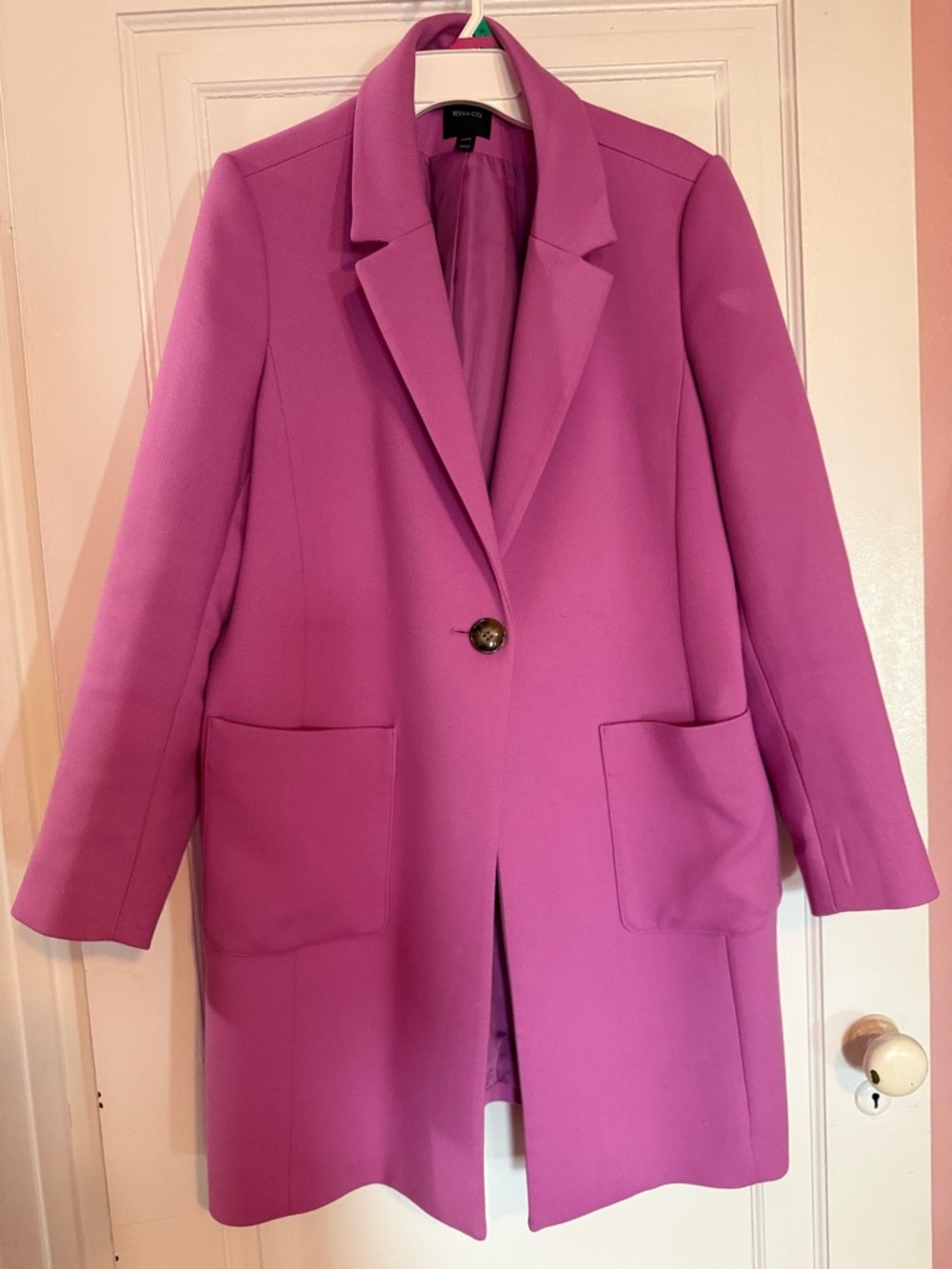 RW&CO. Pink Single-Button Spring Car Coat - Picture 2 of 12
